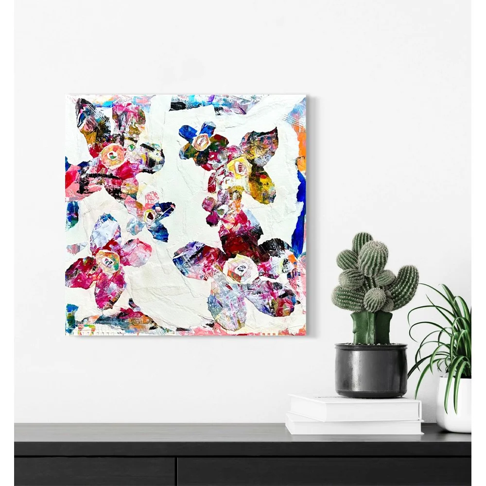 Playing In The Garden Of Whimsy | Mixed Media Collage Art | Floral